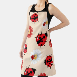 Delantal Punto de polka rojo lindo Ladybug flor verano Girl