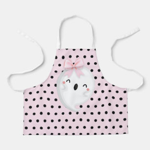 Delantal Punto de Polka Rosa Fantasma Halloween