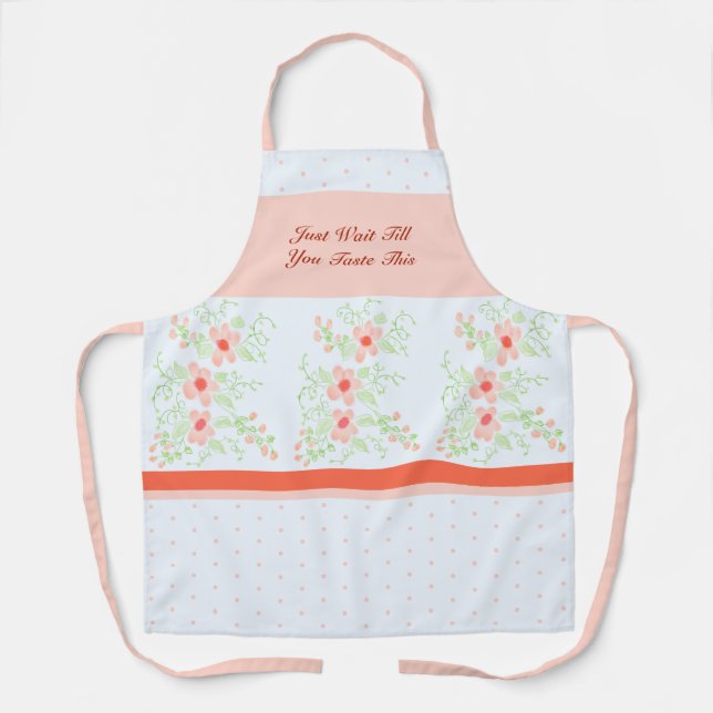 Delantal Punto De Polka Rosa Y Floral (Anverso)