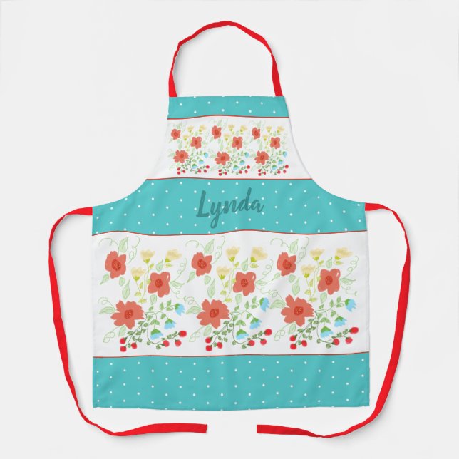 Delantal Punto De Polka Y Floral (Anverso)