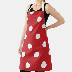 Delantal Punto Polka Blanco Rojo
