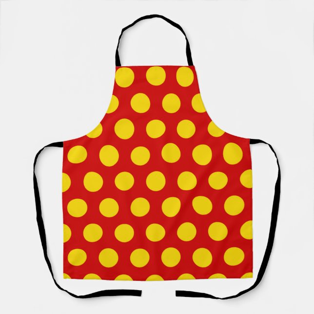 Delantal puntos de polka amarilla rojos (Anverso)