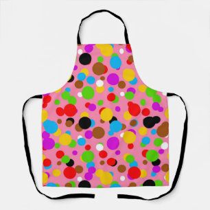 Delantal Puntos de Polka coloreados de fondo rosado