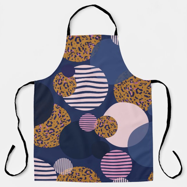 Delantal Puntos Leopard: Elegancia Azul Oscuro. (Anverso)