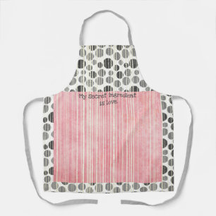 Delantal Puntos modernos de polka rosa y gris