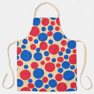 Delantal Puntos rojos y azules sobre beige