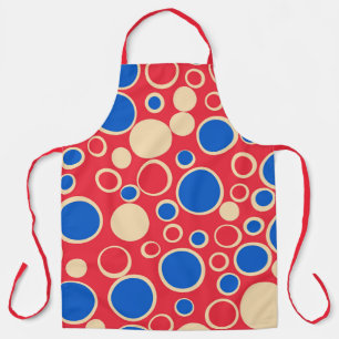 Delantal Puntos Rojos Y Azules Sobre Rojo