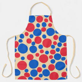 Delantal Puntos Rojos Y Azules Sobre Tan