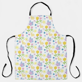 DELANTAL PURPLE & BLUE BUTTERFLIES & YELLOW FLOWERS