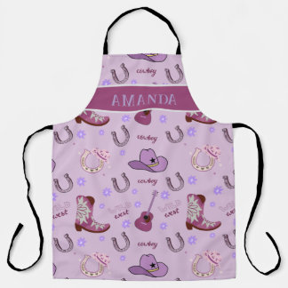 Delantal Purple Cowboy Wild West All over print Pattern