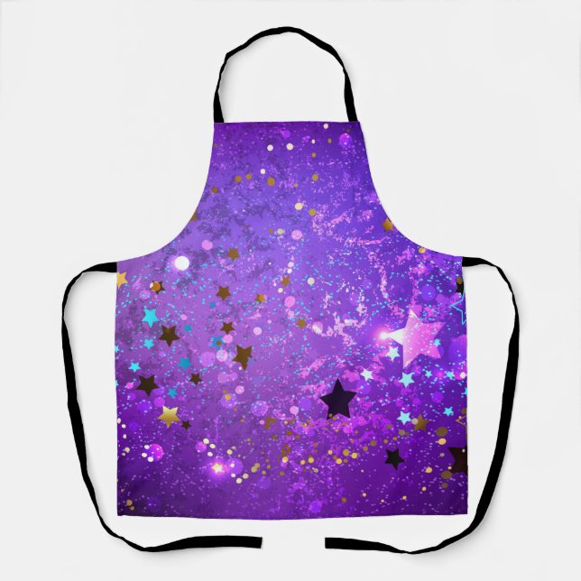 Delantal Purple foil background with Stars (Anverso)