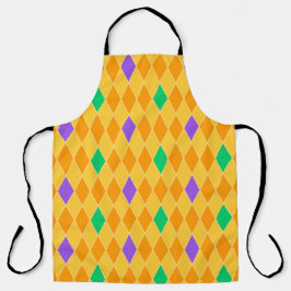 DELANTAL PURPLE GREEN YELLOW MARDI GRAS DIAMOND PATTERN