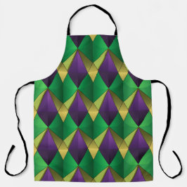 DELANTAL PURPLE GREEN YELLOW MARDI GRAS GEOMETRIC PATTERN