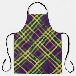 DELANTAL PURPLE GREEN YELLOW MARDI GRAS PLAID PATTERN