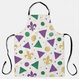 DELANTAL PURPLE GREEN YELLOW MARDI GRAS SHAPES