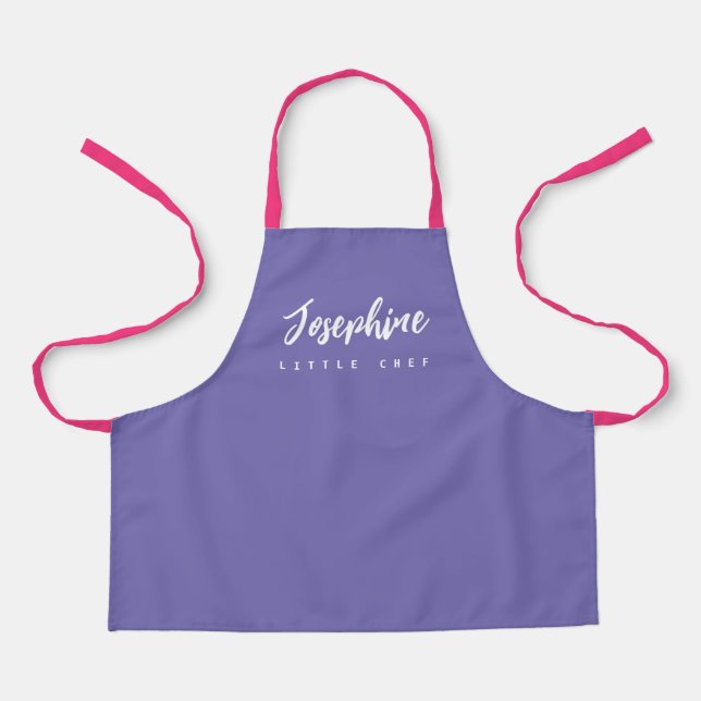 Delantal Purple Little Chef Script Nombre Niños personaliza (Anverso)