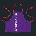 Delantal Purple, Red Straps, Jumbo Name,<br><div class="desc">Personalizado jumbo bold name Apron. Elige tu color. El valor predeterminado es la planta de berenjena profunda púrpura con correas rojas y tipografía blanca pura. Ideal para las artes y la artesanía. Todos los derechos reservados © 2023 Alan & Marcia Socolik.</div>