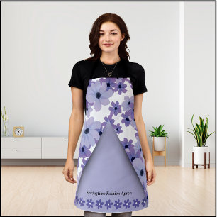 Delantal Purple Springtime Floral Fashion Apron