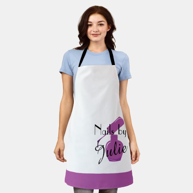 Delantal Púrpura Nail Polaco Personalizado Apron Blanco (Gastado)
