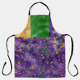 DELANTAL PÚRPURA VERDE AMARILLO MARDI GRAS POLKA PUNTOS