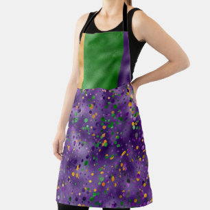 DELANTAL PÚRPURA VERDE AMARILLO MARDI GRAS POLKA PUNTOS