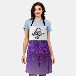 Delantal Púrpura y Purpurina rosada Perforación Apron Perso