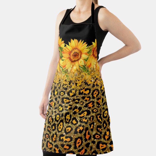 Delantal Purpurina de impresión animal y girasoles (in situ)