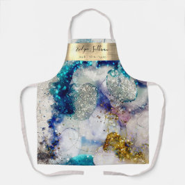 Delantal Purpurina de oro azul acuarela profesional de bell