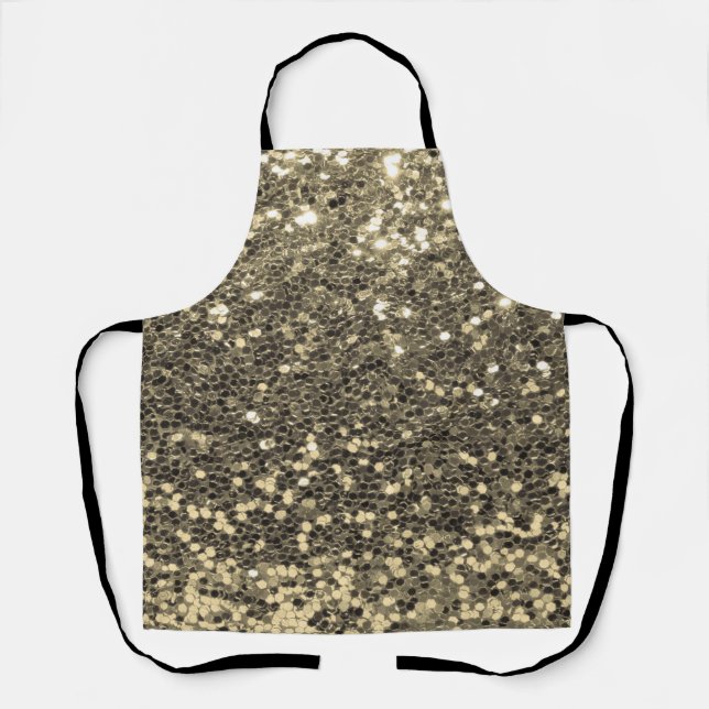 Delantal Purpurina de oro Moda metálica Bling Apron moderno (Anverso)