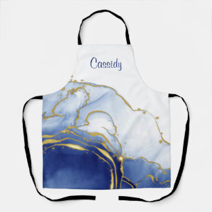 Delantal Purpurina de oro y azul personalizado