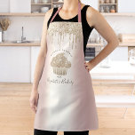 Delantal Purpurina del pastel de oro Dris Panadería Pastele<br><div class="desc">Aquí hay una manera maravillosa de añadir a la diversión del hornear. Añada un poco más de brillo a sus aventuras culinarias cuando use este elegante, sofisticado, sencillo y moderno delantal. Un aguacate brillante, dorado, goteo de purpurinas y tipografía escrita a mano superponen un falso fondo rosa metálico oscuro. Personaliza...</div>