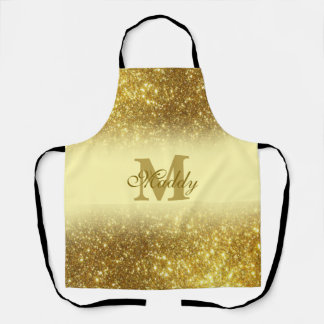 Delantal purpurina dorado personalizado