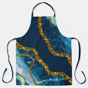 Delantal Purpurina Geode de la Agate Azul y Oro