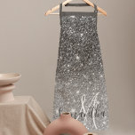Delantal Purpurina Gris moderno marca nombre personalizado<br><div class="desc">Purpurina Gris moderno marca nombre personalizado</div>