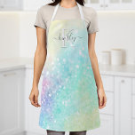Delantal Purpurina holográfico irlandés Girly<br><div class="desc">Una moda de moda con un fondo purpurina en tonos pastel. Usted puede personalizar fácilmente con su monograma y/o nombre personalizado.</div>