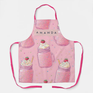 Delantal Purpurina Personalizada Rosa Dulce para Malteadas