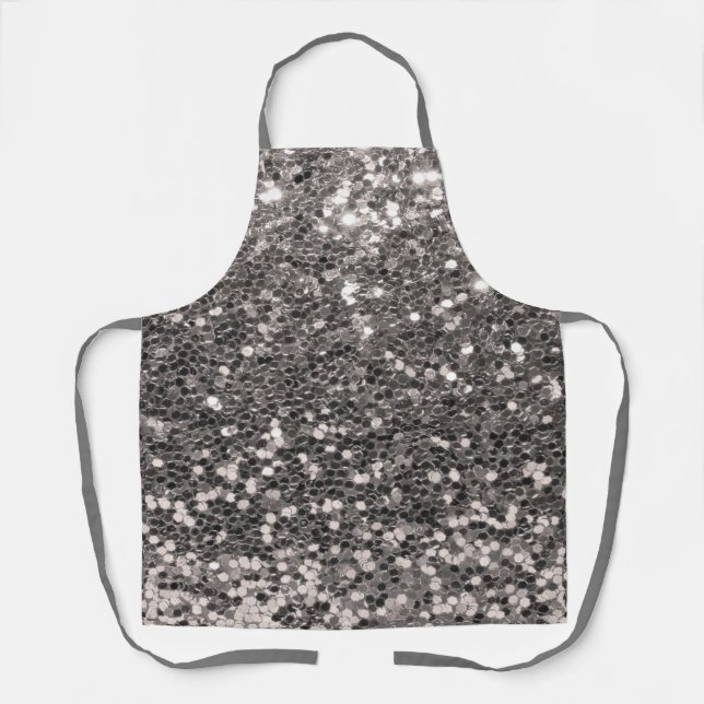 Delantal Purpurina plateado Moda metálica Bling Apron moder (Anverso)