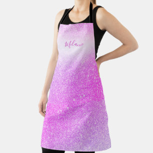Delantal Purpurina rosa caliente Sparkle Glam Personalizado