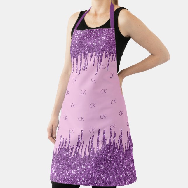 Delantal Purpurina rosa morado rosado en monograma (in situ)