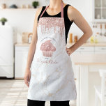 Delantal Purpurina Rosa Rosa De Cubierta Lanza Mármol Pasto<br><div class="desc">Aquí hay una manera maravillosa de añadir a la diversión del hornear. Añada un poco más de brillo a sus aventuras culinarias cuando use este elegante, sofisticado, sencillo y moderno delantal. Un quequito de oro brillante y rosa, goteos purpurinas y tipografía manuscrita cubren un fondo vedado de oro de mármol...</div>