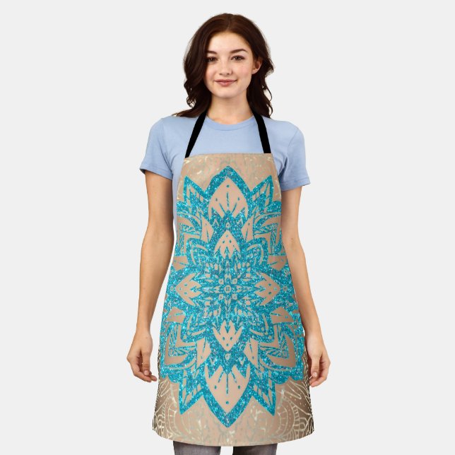 Delantal Purpurina Turquesa Mandala 2 (Gastado)