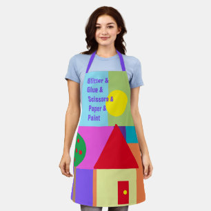 Delantal Purpurina y Glue, etc. Apron de Crafting divertido