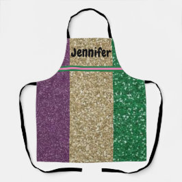 Delantal Purpurinas de Green Gold Purple Glam Faux