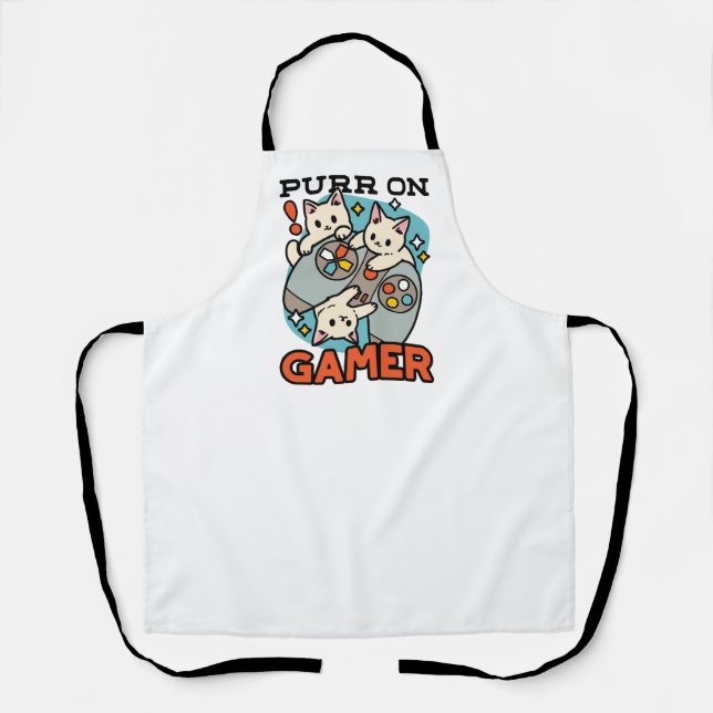 Delantal Purr on Gamer - Diseño de juegos para gatos (Anverso)