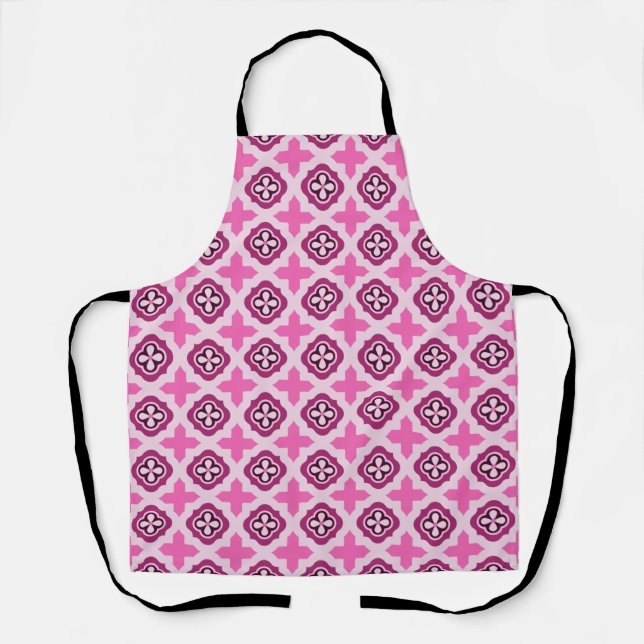 Delantal Quatrafoil Apron Rosa De Mediados Del Siglo (Anverso)
