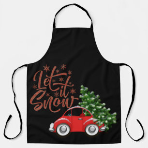 Delantal Que nieve auto con árbol de Navidad