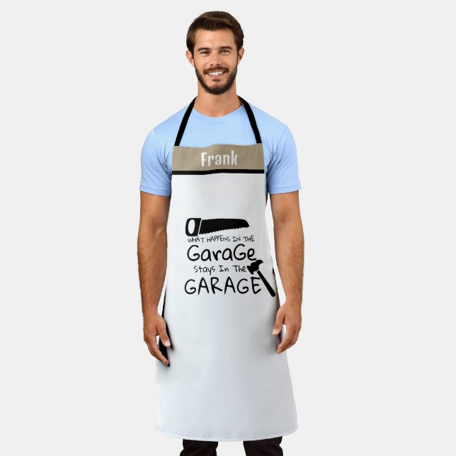 Delantal "Qué pasa en el garaje" Funny Handyman Apron (Gastado)
