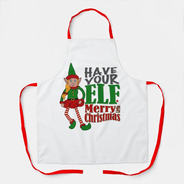 Delantal Que tu elfo sea un alegre Navidad Apron (Anverso)
