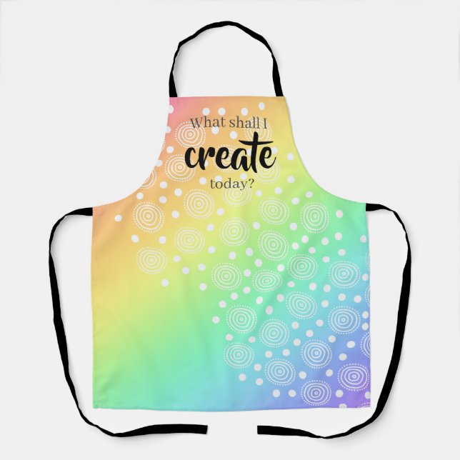 Delantal ¿Qué Voy A Crear Hoy? Whimsical Rainbow Apron (Anverso)