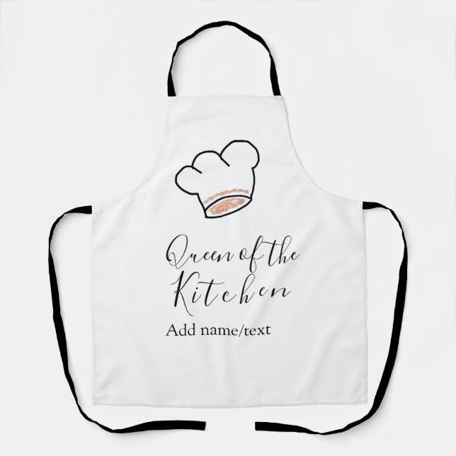 Delantal Queen of the kitchen chef cooking add name crown  (Anverso)